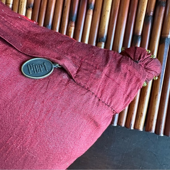 Pier 1 RARE Handmade Embroidered Appliqué Pillow Pom Pom Beaded Accents - Picture 7 of 7